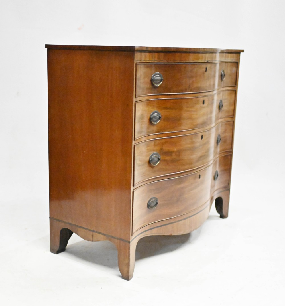 Sheraton Chest Drawers Mahogany Serpentine Commode 1810
 View X