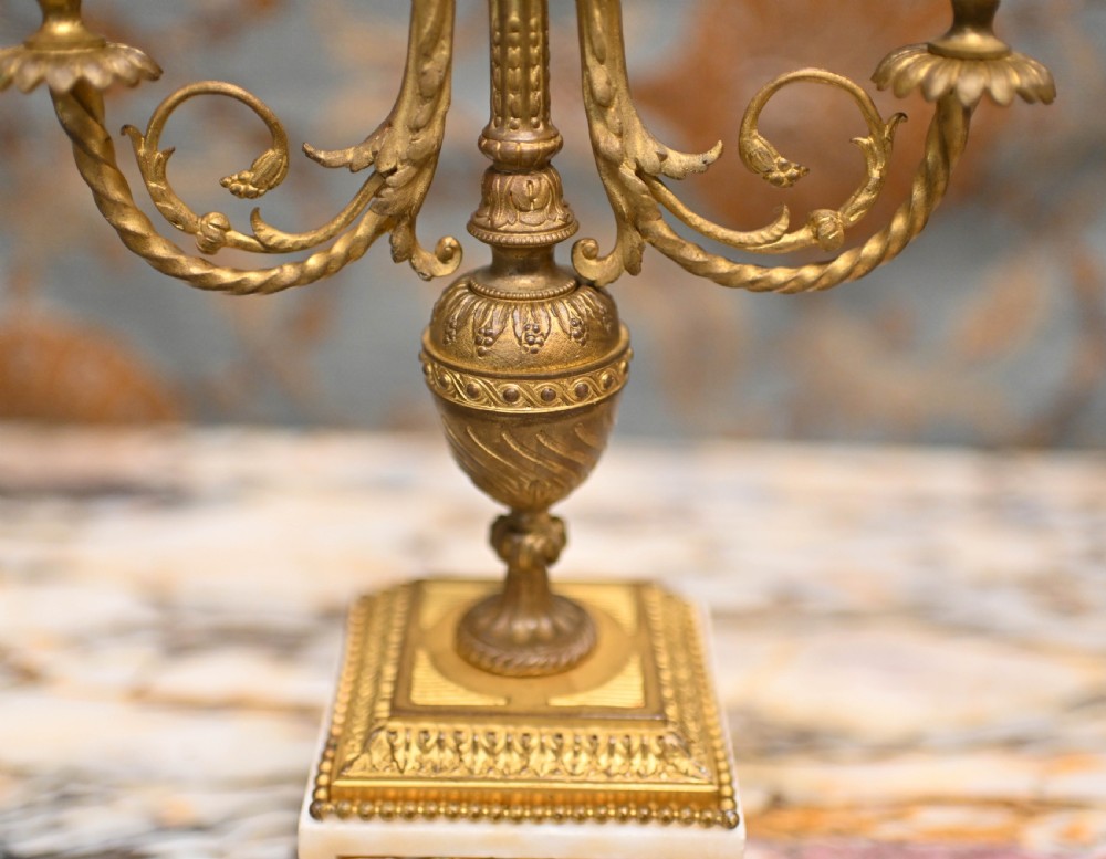 French Gilt Clock Set Garniture Marble Gilt View VI