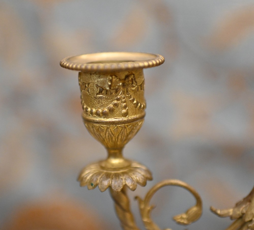 French Gilt Clock Set Garniture Marble Gilt View VII