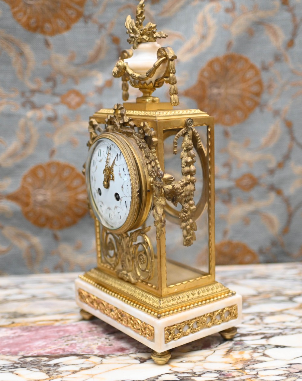 French Gilt Clock Set Garniture Marble Gilt View XI