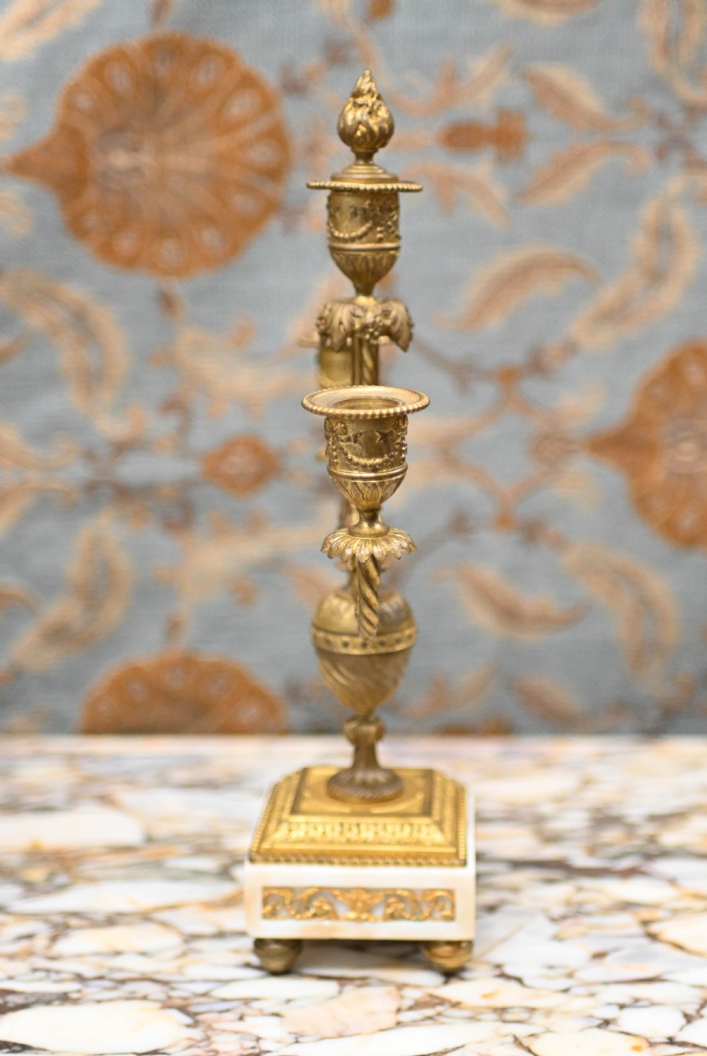 French Gilt Clock Set Garniture Marble Gilt View XII