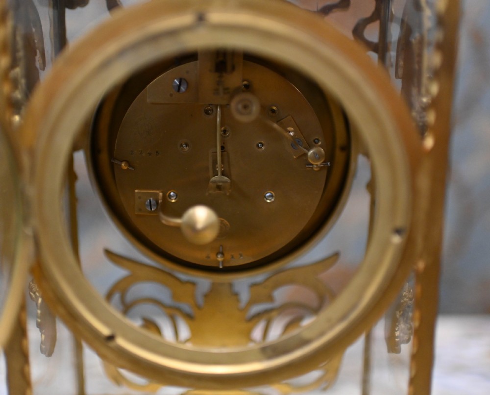 French Gilt Clock Set Garniture Marble Gilt View XVII