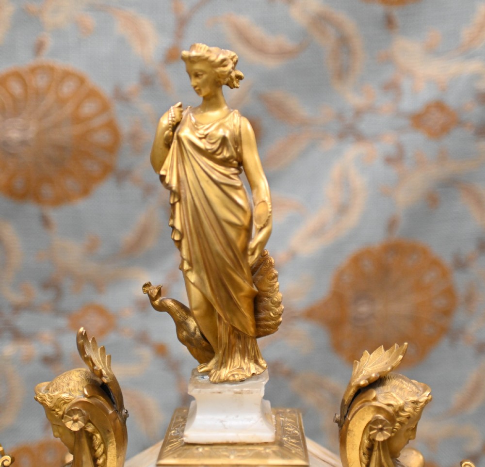 French Gilt Clock Set Garniture Marble Gilt View XXII