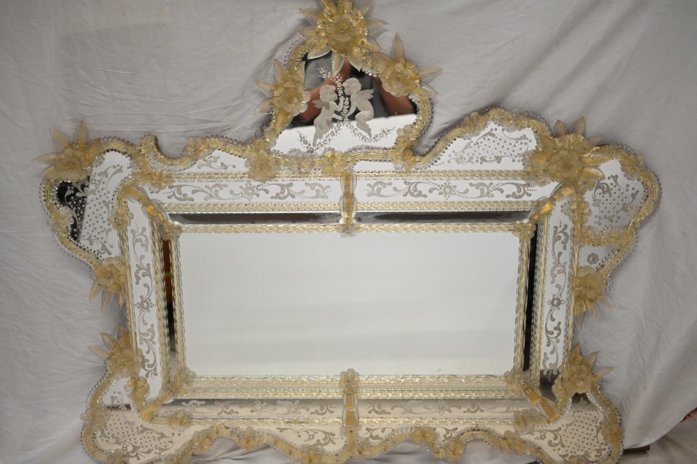 Venetian Mirror Mantle Glass Murano 1920
