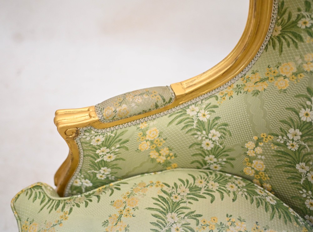 Pair Gilt Arm Chairs French Fauteuils 1920 Tub
 View V