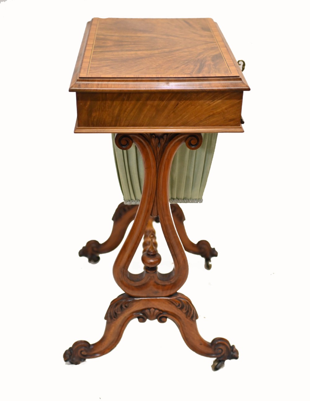 Victorian Sewing Table Work Box Walnut 1860 View IV
