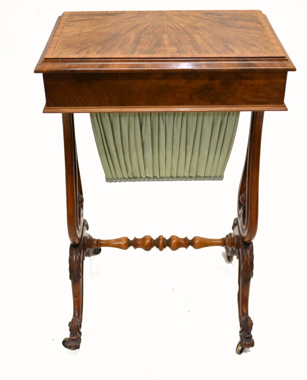 Victorian Sewing Table Work Box Walnut 1860 View VIII