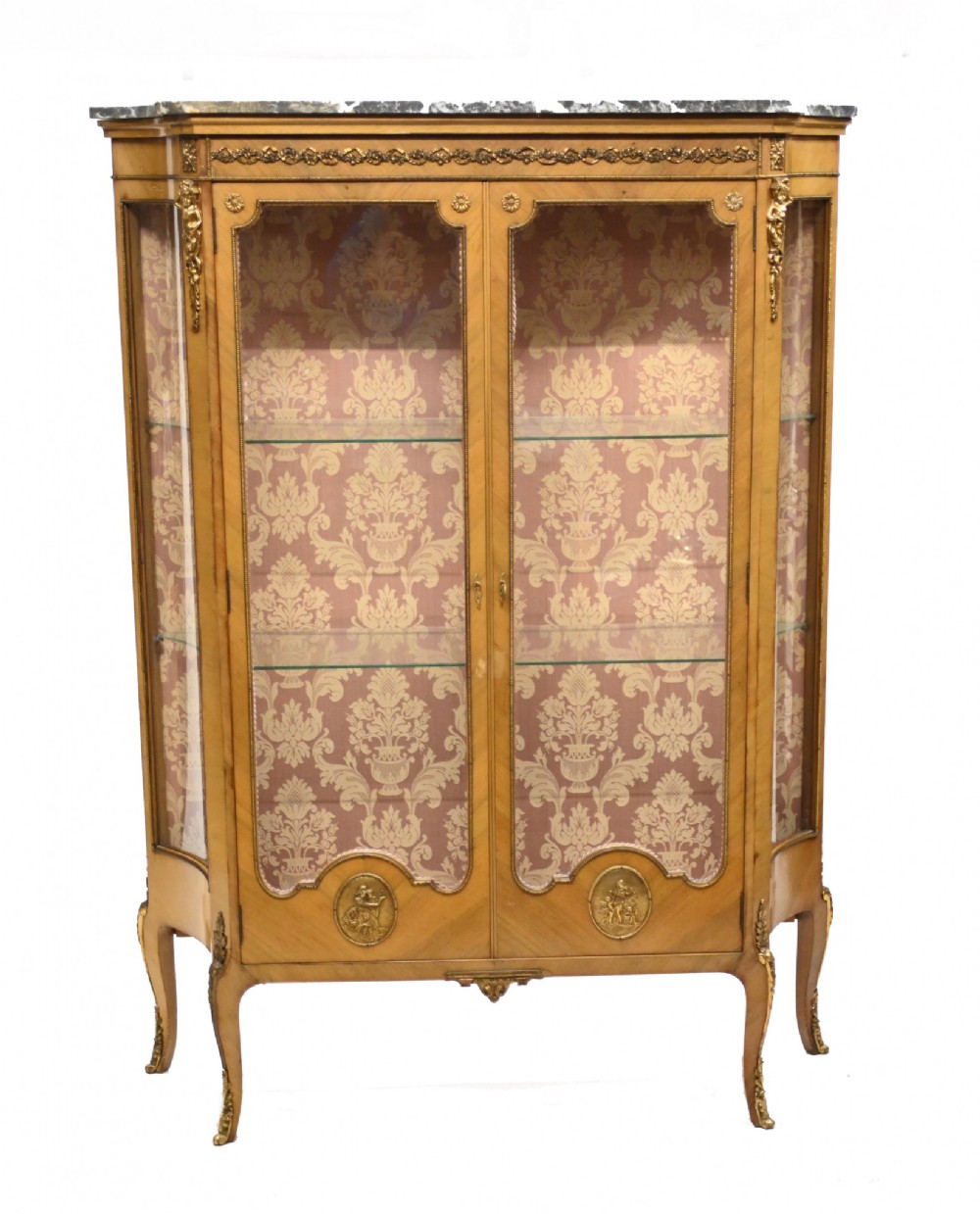 French Vitrine Napoleon III Display Cabinet Satinwood 1880