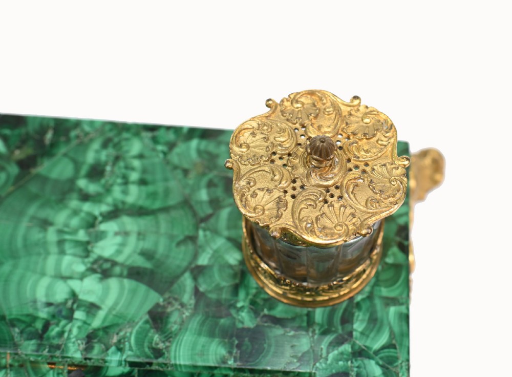 Antique Malachite Inkwell Desk Set French Inkstand View IV