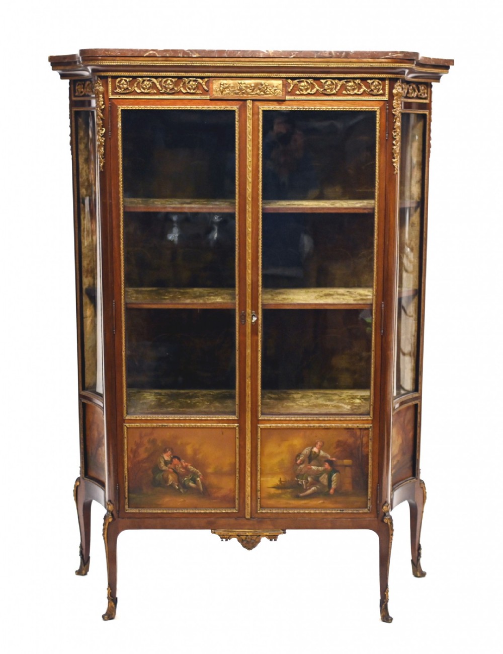Antique French Vitrine Display Cabinet Painted Vernis Martin 1870