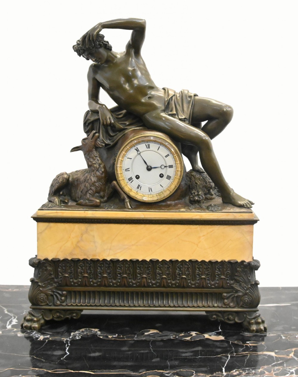 French Empire Gilt Bronze Clock Mantle Silk Suspension Movement 1820