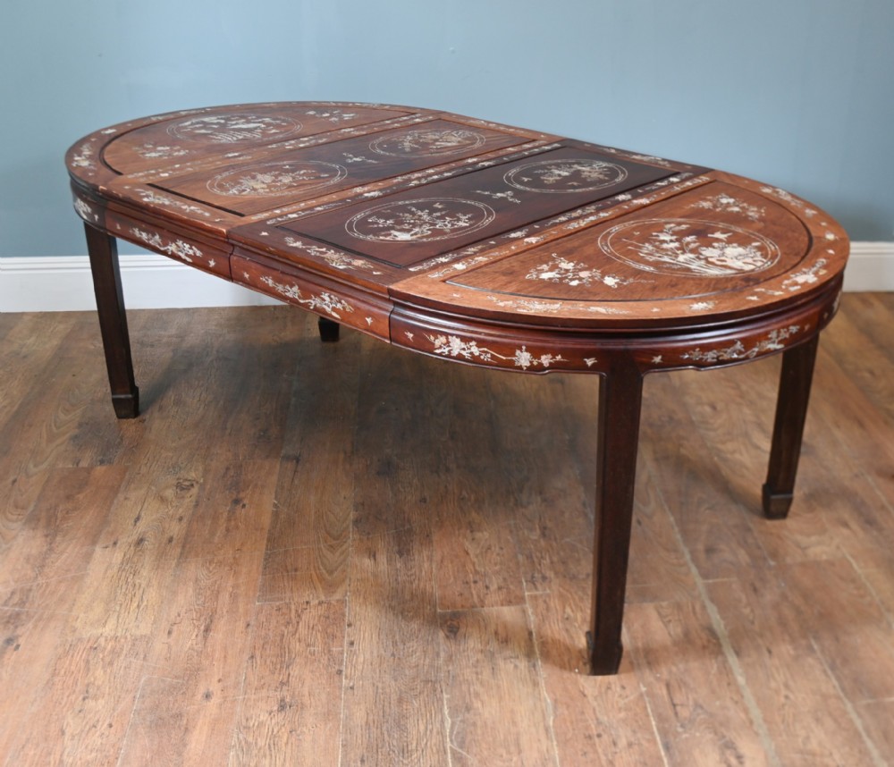 Chinese Hardwood Dining Table Mother of Pearl Inlay Asian Interiors 1920
