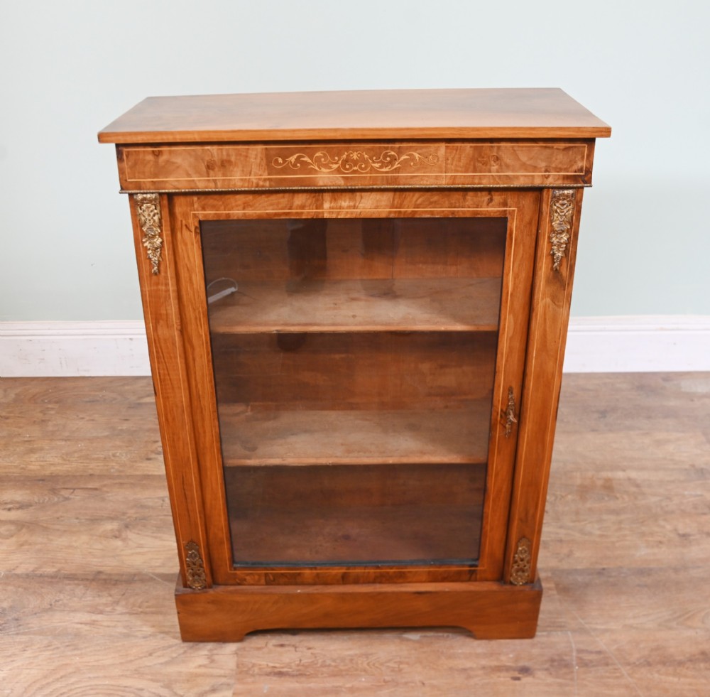 Victorian Pier Cabinet Burr Walnut Display 1880