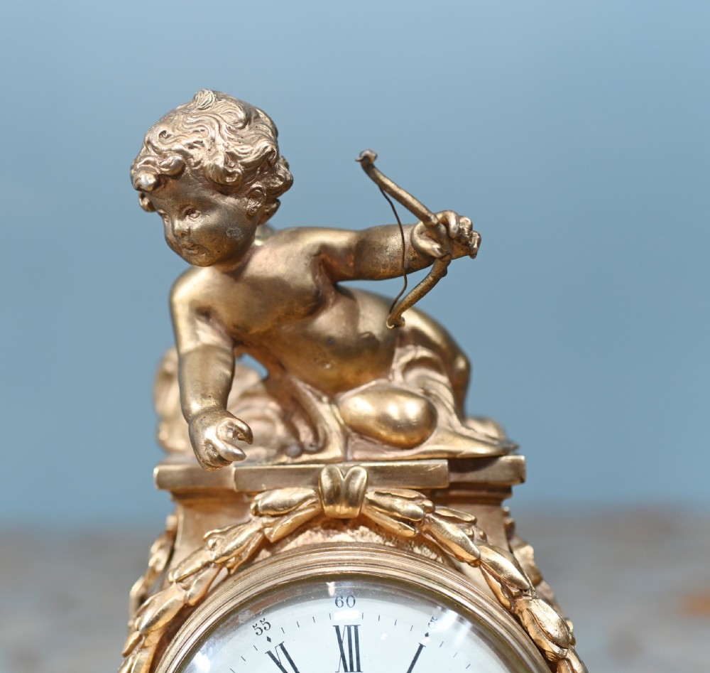 English Gilt Mantel Clock Cherub St James London 1880 View IV