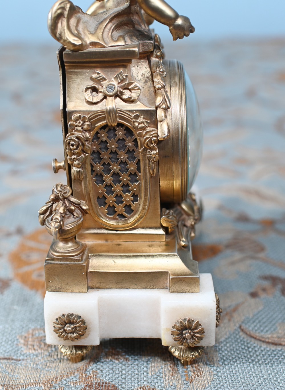 English Gilt Mantel Clock Cherub St James London 1880 View VI