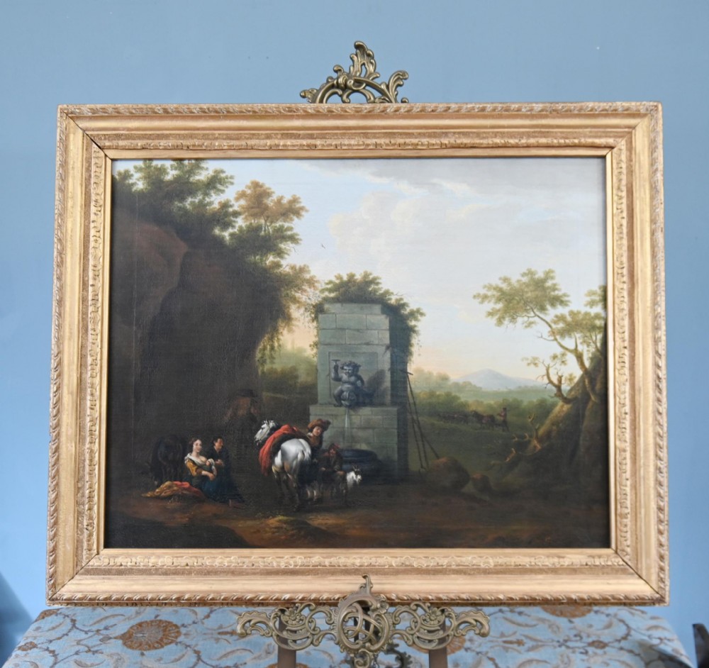 Grand Tour Italianate Oil Painting Landscape After Jan Miel 1780