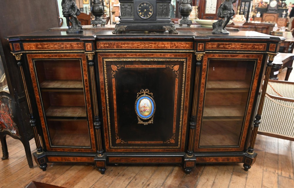 Victorian Ebonised Sideboard Amboyna Server Credenza 1880