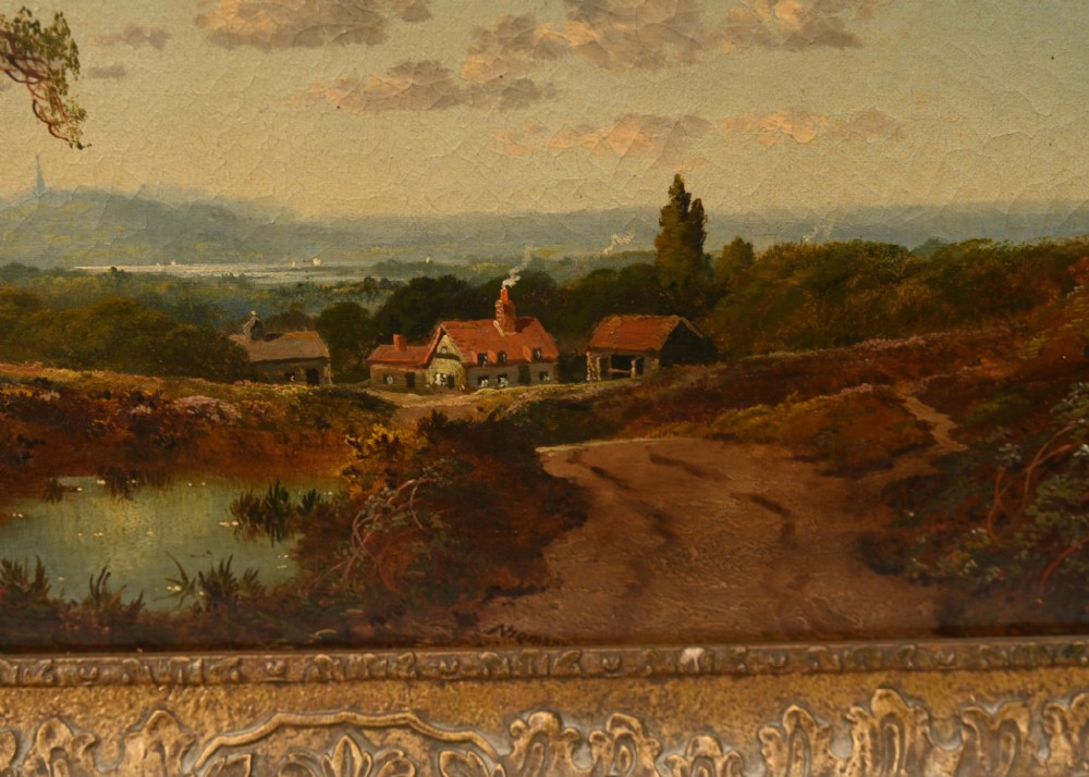 Pair Victorian Oil Paintings English Landscape Pastoral Idyll 1880 View VIII
