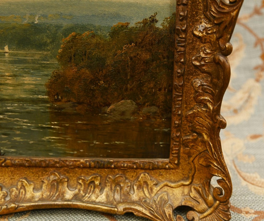 Pair Victorian Oil Paintings English Landscape Pastoral Idyll 1880 View XIV