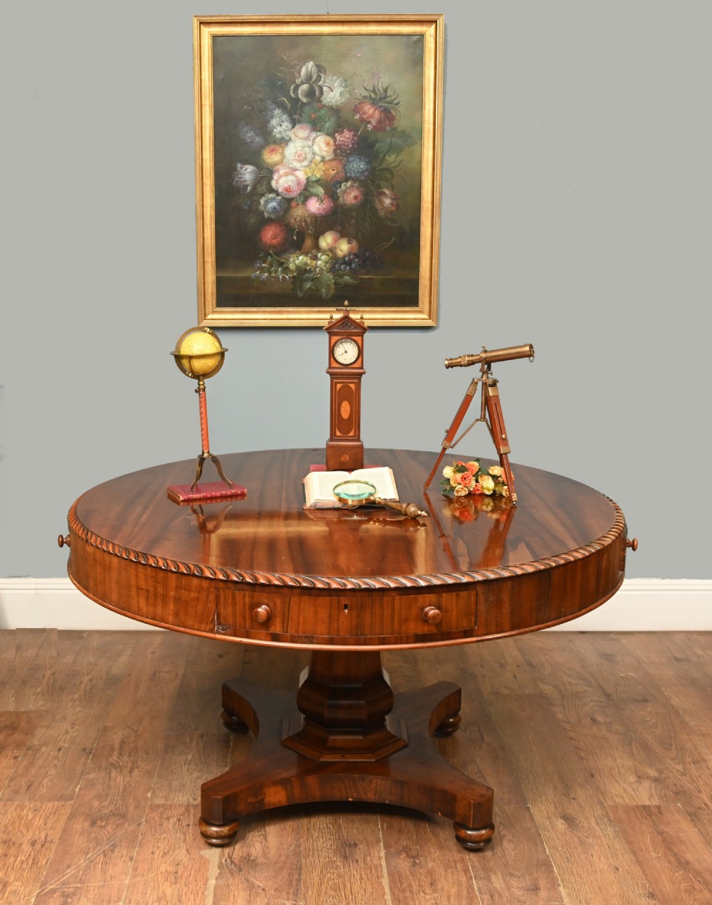 Period Regency Drum Table Centre Mahogany 1820 View II