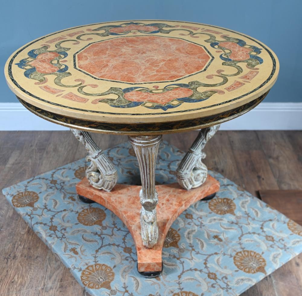 Italian Neo Classical Centre Table Scagliola Top View IX