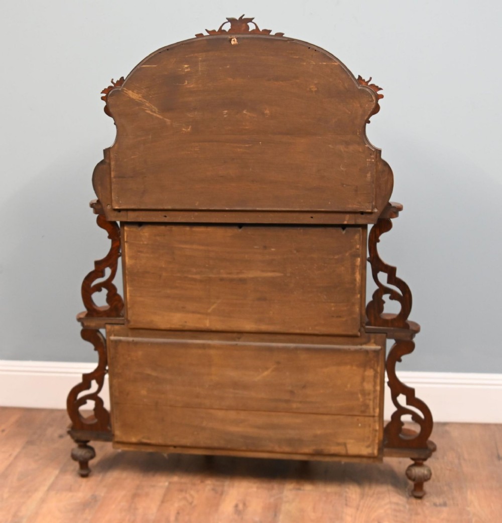 Victorian Whatnot Bookshelf Walnut Mirrored Etagere 1860 View II