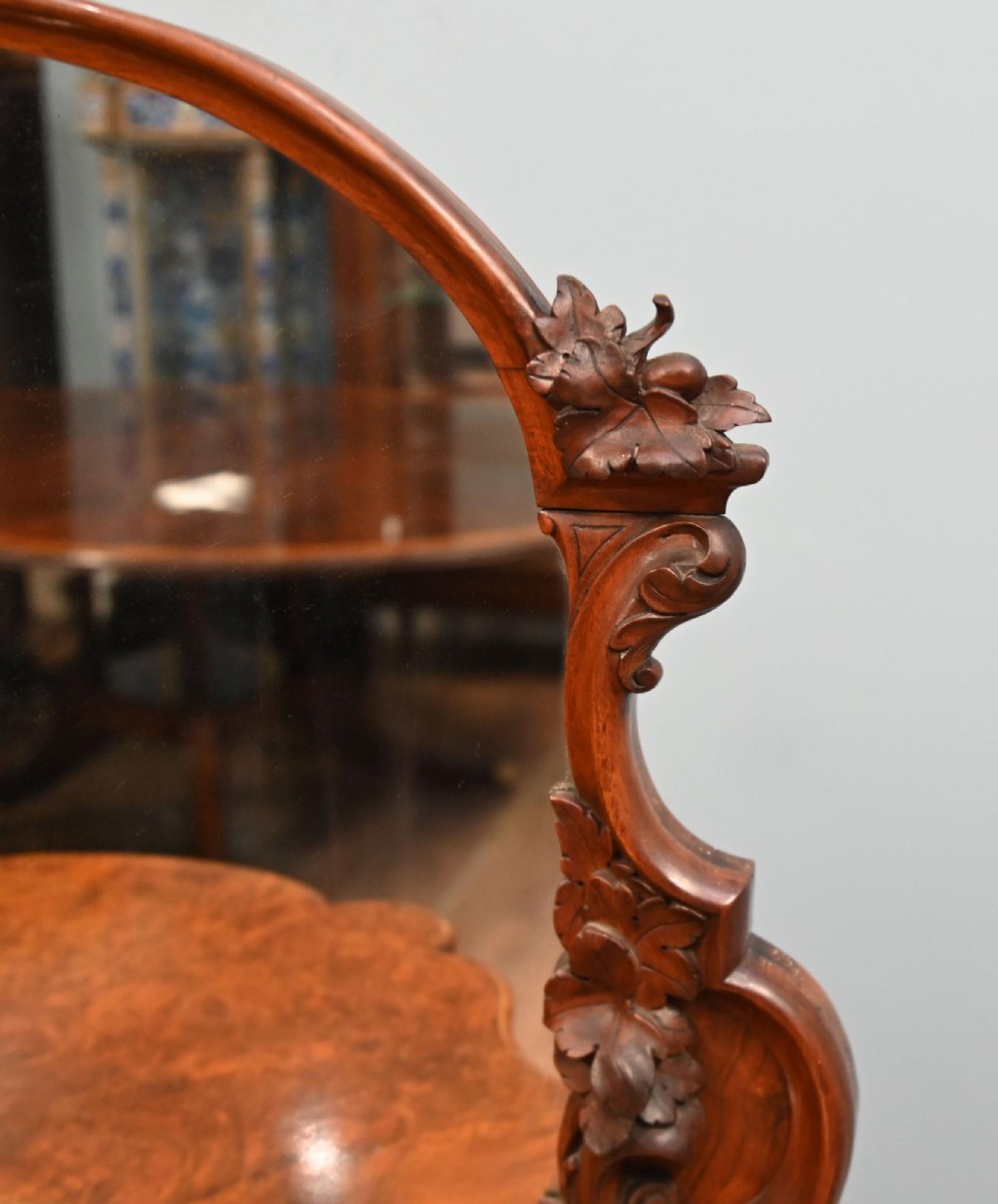 Victorian Whatnot Bookshelf Walnut Mirrored Etagere 1860 View V