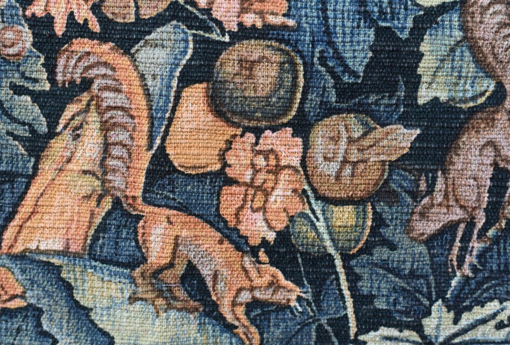 French Antique Tapestry Deer Floral Hand Woven Verdure View VIII