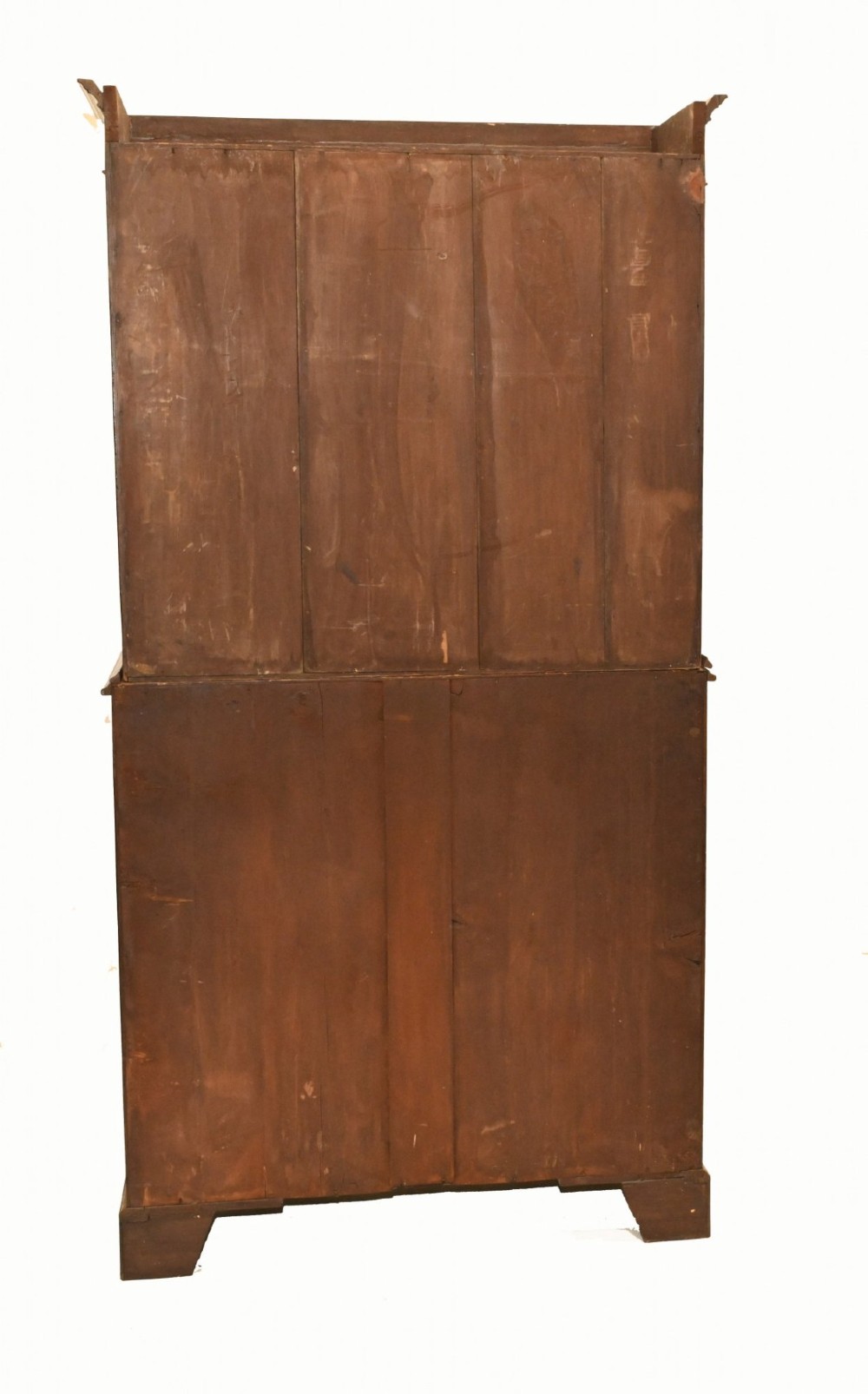 A Georgian mahogany secretaire bookcase featuring a glazed upper cabinet, a pull-out secretaire drawer with brass oval handles, and lower panelled doors. View IX