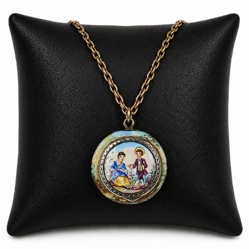 RARE VIENNESE ENAMEL LOCKET EARLY 19TH CENTRURY DOUBLE SIDED