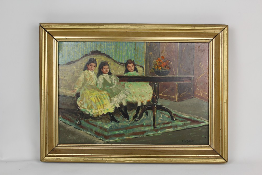 Oil Painting of Three Beautiful Girls View II