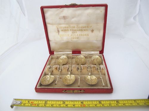 PRISTINE SET OF CORONATION SILVERGILT ANOINTING SPOONS MILLER BROTHERS BIRMINGHAM 1901 - ADDITIONAL PHOTO 7