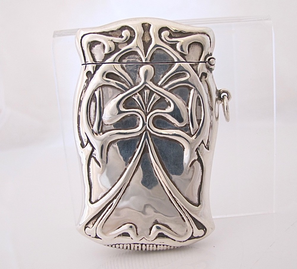 Stunning Art Nouveau American Sterling Silver Vesta Case Or Match Safe ...