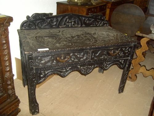 Carved Oak Side Table