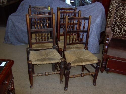 Six Country Spindle Back Chairs
