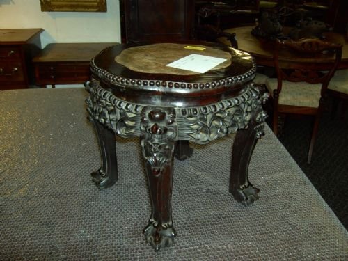 Hardwood and Marble Urn Stand