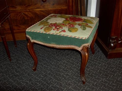 Walnut and Tapestry Stool