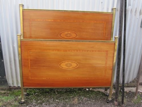 Brass and Wood Bedstead