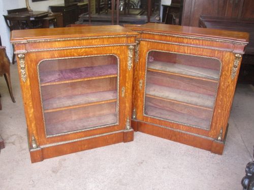 Pair Satin Wood Cabinets