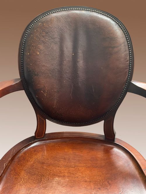 AN ENGLISH LATE 19TH CENTURY INLAID LIBRARY ARM CHAIR - ADDITIONAL PHOTO 1