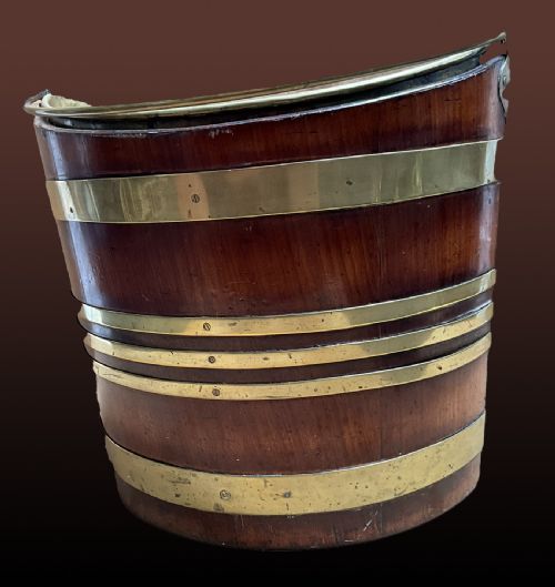 AN EARLY 19TH CENTURY BRASS BOUND ELLIPTICAL SHAPED MAHOGANY BUCKET - ADDITIONAL PHOTO 2