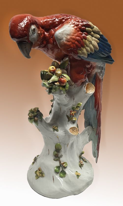 A Large German Porcelain Parrot. C.1890