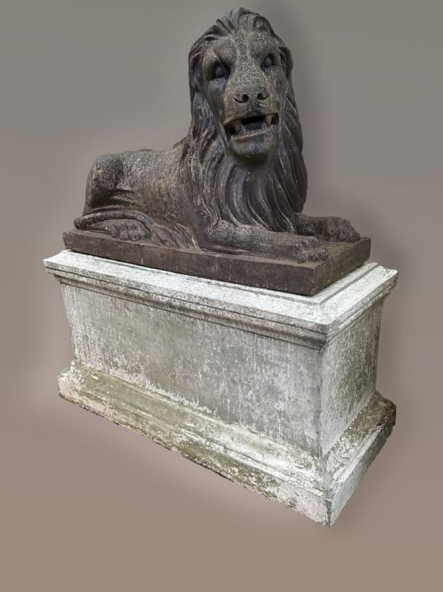 A PAIR OF HURLFORD KILMARNOCK LARGE SALT GLAZED POTTERY GARDEN LIONS ON BASES LIONS CIRCA 1850 - ADDITIONAL PHOTO 4