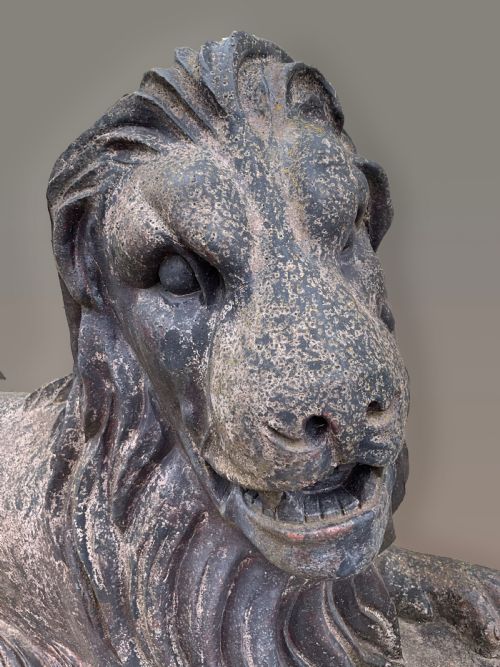 A PAIR OF HURLFORD KILMARNOCK LARGE SALT GLAZED POTTERY GARDEN LIONS ON BASES LIONS CIRCA 1850 - ADDITIONAL PHOTO 5