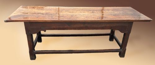 A SUPERB ENGLISH OAK THREE PLANK REFECTORY TABLE TOP WITH THREE 11 PLANKS