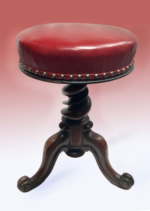 A Revolving Rosewood Piano Stool.