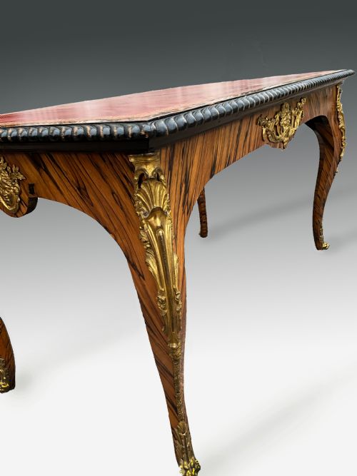 FRENCH ZEBRAWOOD WRITING TABLE WITH ORIGINAL LEATHER TOP - ADDITIONAL PHOTO 1