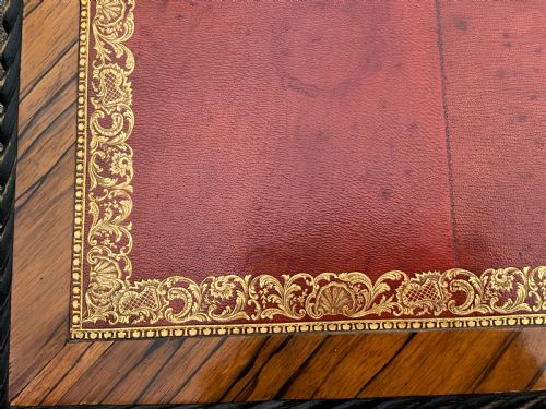 FRENCH ZEBRAWOOD WRITING TABLE WITH ORIGINAL LEATHER TOP - ADDITIONAL PHOTO 2