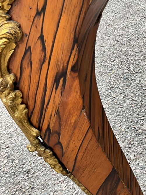 FRENCH ZEBRAWOOD WRITING TABLE WITH ORIGINAL LEATHER TOP - ADDITIONAL PHOTO 6