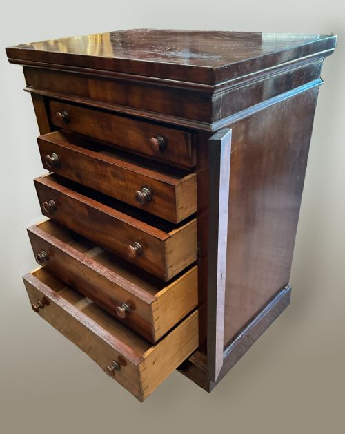 An Unusual Small Victorian Mahogany Wellington Chest. C1860.